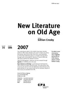 ISSNNew Literature on Old Age editor