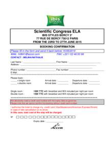 BULLETIN DE RESERVATION CONGRES ELA GB