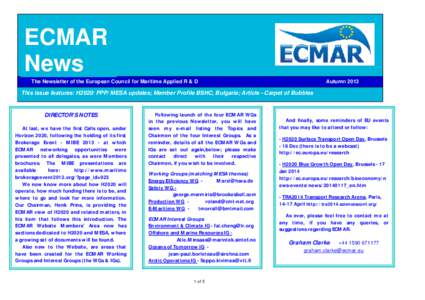 ECMAR News The Newsletter of the European Council for Maritime Applied R & D Autumn 2013