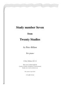 Study number Seven from Twenty Studies by Peter Billam For piano