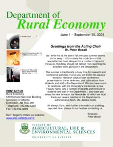 Department of  Rural Economy X  FARM TOUR[removed]