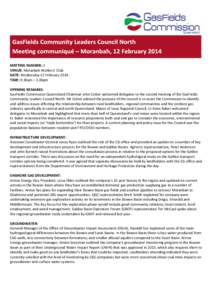 GasFields Community Leaders Council North Meeting communique - Moranbah