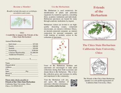 Become a Member  Use the Herbarium Benefits include discounts on workshops, newsletters and events.