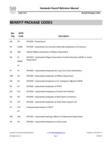 Statewide Payroll Reference Manual Code Lists Benefit Package Codes  BENEFIT PACKAGE CODES