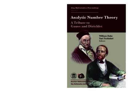 Johann Peter Gustav Lejeune Dirichlet / Mendelssohn family / Differential geometers / Dirichlet L-function / Carl Friedrich Gauss / Analytic number theory / Prime number theorem / Vorlesungen über Zahlentheorie / Dirichlet density / Mathematics / Number theory / Number theorists