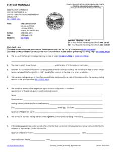 STATE OF MONTANA REGISTRATION of FOREIGN LIMITED PARTNERSHIP or LIMITED LIABILITY LIMITED PARTNERSHIP APPLICATION[removed], MCA