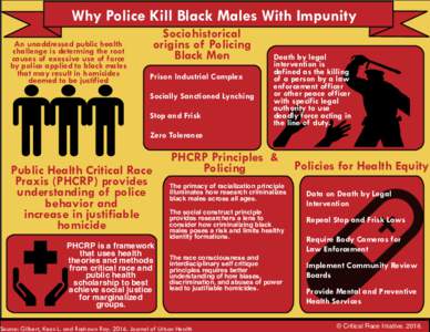 Why Police Kill Black Males With Impunity An unaddressed public health challenge is determing the root causes of exessive use of force by police applied to black males that may result in homicides