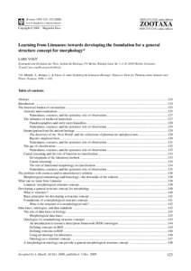 Zootaxa, 1950: Learning from Linnaeus: towards developing the foundation for a general structure concept for morphology