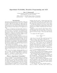Algorithmic information theory / Computer science / Ray Solomonoff / Kolmogorov complexity / Algorithmic probability / Expected value / Huffman coding / Hidden Markov model / Artificial neural network / Artificial intelligence / Theoretical computer science / Applied mathematics
