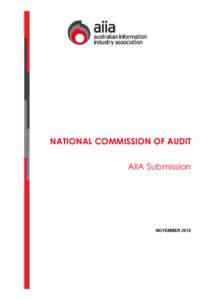 NATIONAL COMMISSION OF AUDIT AIIA Submission NOVEMBER 2013  INTRODUCTION