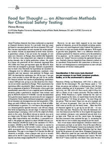 Food for Thought … on Alternative Methods for Chemical Safety Testing Thomas Hartung CAAT, Johns Hopkins University, Bloomberg School of Public Health, Baltimore, US, and CAAT-EU, University of Konstanz, Germany