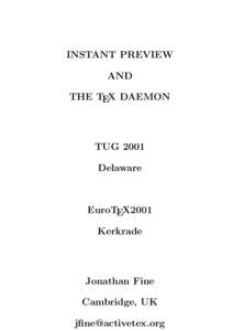 INSTANT PREVIEW AND THE TEX DAEMON TUG 2001 Delaware