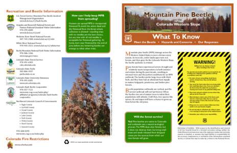 Recreation and Beetle Information U.S. Forest Service Mountain Pine Beetle Incident Management Organization www.fs.fed.us/r2/bark-beetle Arapaho and Roosevelt National Forests and Pawnee National Grassland Visitor Inform