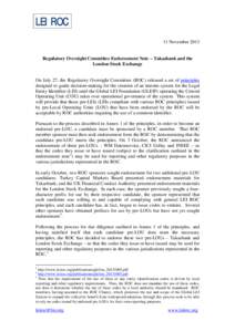 LEI ROC 11 November 2013 Regulatory Oversight Committee Endorsement Note – Takasbank and the London Stock Exchange