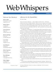 WebWhispers ○ February, 1999  Adhesives for the HumidiFilter