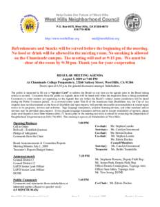 Government / San Fernando Valley / West Hills /  Los Angeles / Neighborhood councils / Southern California / Agenda / Topanga /  California / Public comment / Stakeholder / Meetings / Parliamentary procedure / Geography of California