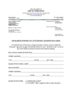 THE LAW OFFICES OF  LEE M. PERLMAN 1926 GREENTREE ROAD, SUITE 100, CHERRY HILL, NEW JERSEY[removed]Telephone[removed], Facsimile[removed]www.newjerseybankruptcy.com