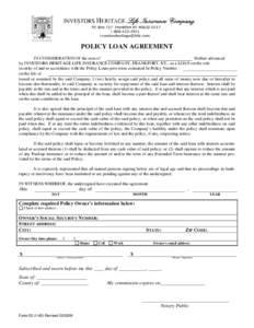 Microsoft Word - Policy Loan Agreement FORM 52.dot