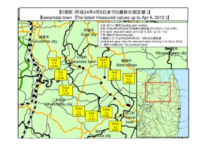 【川俣町（平成24年4月6日までの最新の測定値）】 【Kawamata town （The latest measured values up to Apr 6, 2012）】 伊達市 Date city