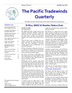 Volume 18, Issue 2  April/May/June 2010 The Pacific Tradewinds  Quarterly 
