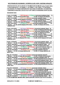 NOVI PRIJEDLOG KALENDARA VATERPOLO LIGE I KUPA KANTONA SARAJEVO -IZVUČENI REDOSLJED KLUBOVA JE PROMIJENJEN NA MOLBU gosp. Baralić Edina: 1. GKVS SARAJEVO, 2. VK BOSNA, 3. VK FORMA, 4. PVK VIDRA, 5. VK MLADOST,
