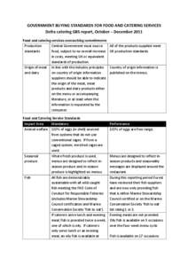 GOVERNMENT BUYING STANDARDS FOR FOOD AND CATERING SERVICES Defra catering GBS report, October – December 2011 Food and catering services overarching commitments Production Central Government must source standards