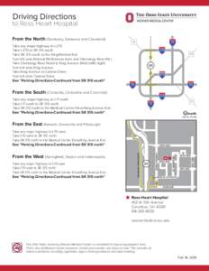 Driving Directions  to Ross Heart Hospital From the North (Sandusky, Delaware and Cleveland)  33