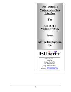 NETcellent’s Vertex Sales Tax Interface For ELLIOTT VERSION 7.5x