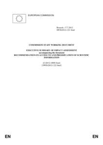 EUROPEAN COMMISSION  Brussels, [removed]SWD[removed]final  COMMISSION STAFF WORKING DOCUMENT