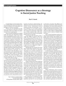 Promising Practices  Cognitive Dissonance as a Strategy in Social Justice Teaching Paul C. Gorski