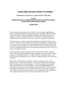 Queen Anne Historic Context Statement