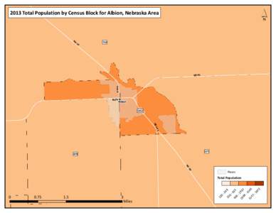 ´  2013 Total Population by Census Block for Albion, Nebraska Area NE