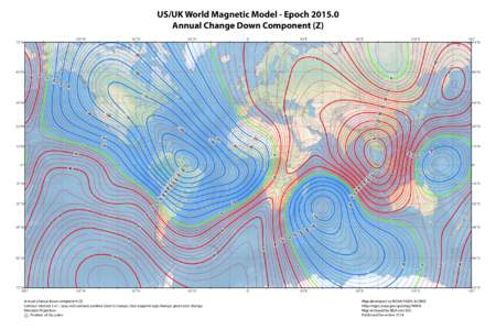 US/UK World Magnetic Model - Epoch[removed]Annual Change Down Component (Z) 135°W 70°N