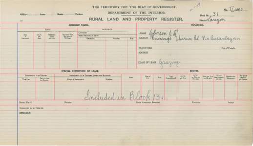 Department of the Interior Property and Tenancy Ledger