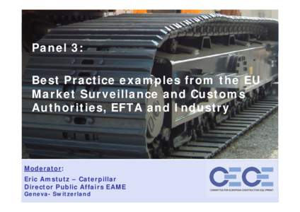 Panel 3: Best Practice examples from the EU Market Surveillance and Customs Authorities, EFTA and Industry  Moderator: