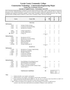 Lorain County Community College Construction Technology - Construction Engineering Major Engineering Technologies Division Associate of Applied Science - Curriculum Code 6170 The Construction Engineering Major is designe