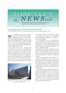 TOBUNKEN NEWS no.1  DIGEST