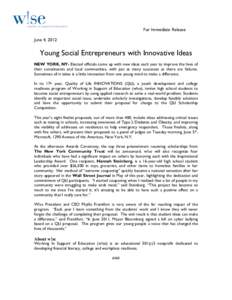 Microsoft Word - Young Social Entrepreneurs with Innovative Ideas, [removed]doc