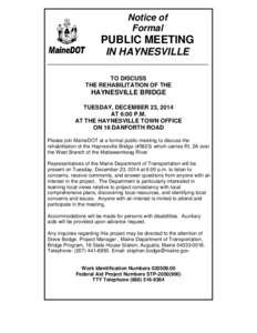 Maine Department of Transportation / Department of Transportation / Mattawamkeag /  Maine / United States / Penobscot River / Mattawamkeag River / Maine