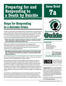 Preparing for and Responding to a Death by Suicide Issue Brief