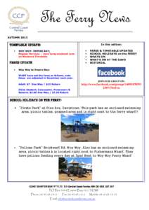 The Ferry News ______________________________________ AUTUMN 2013 In this edition:  TIMETABLE UPDATE: