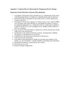 Appendix 2 - Content of Review Memoranda for Management Review Package