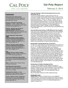 Association of Public and Land-Grant Universities / California Polytechnic State University / American Red Cross / Atascadero /  California / Cal Poly Pomona College of Engineering / Mental disorder / California Mental Health Services Act / Employment / California / American Association of State Colleges and Universities / California State Polytechnic University /  Pomona / San Luis Obispo /  California