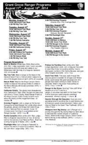 Grant Grove Ranger Programs  gkggorjk August 11th – August 18th, 2014