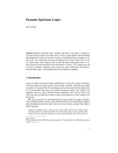Dynamic Epistemic Logics Jan van Eijck