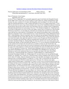 Southern Campaign American Revolution Pension Statements & Rosters Pension Application of Leonard Bowers W49 Rebecca Bowers Transcribed and annotated by C. Leon Harris. Revised 6 July[removed]MD