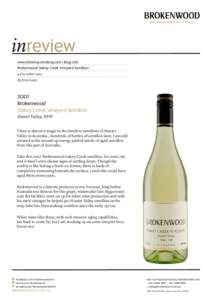 inreview www.thinking-drinking.com | Blog USA Brokenwood Oakey Creek Vineyard Semillon 9 December 2013 By Erin Scala