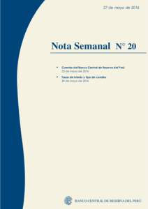 27 de mayo deNota Semanal N° 20   Cuentas del Banco Central de Reserva del Perú