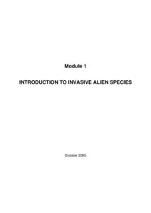 INTRODUCTION TO INVASIVE ALIEN SPECIES