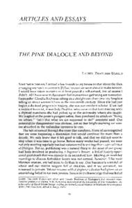 ARTICLES AND ESSAYS  THE PINK DIALOGUE AND BEYOND LAUREL THATCHER ULRICH  1970,1 invited a few friends to my house to chat about the then